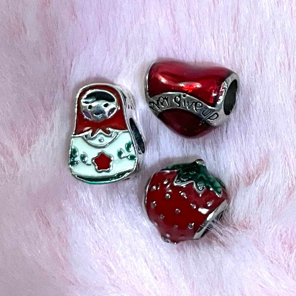 3 Babushka Russian Stacking Doll Charm Set /Not Pandora